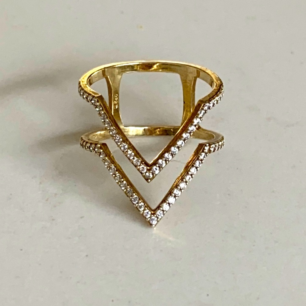 Sterling silver .925 gold plated ring with cz
